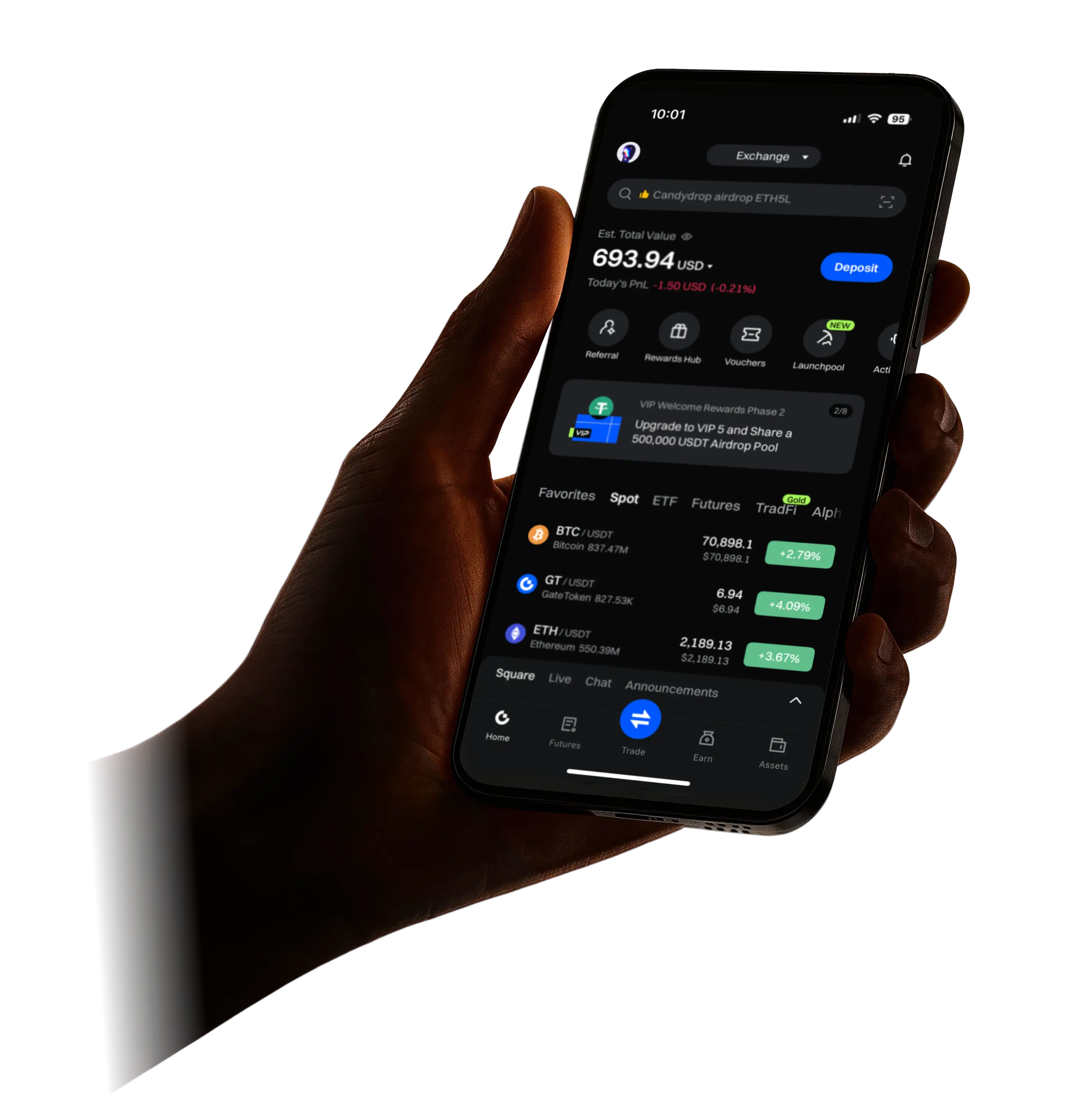 Gate 官方下载页展示的手机 App 界面